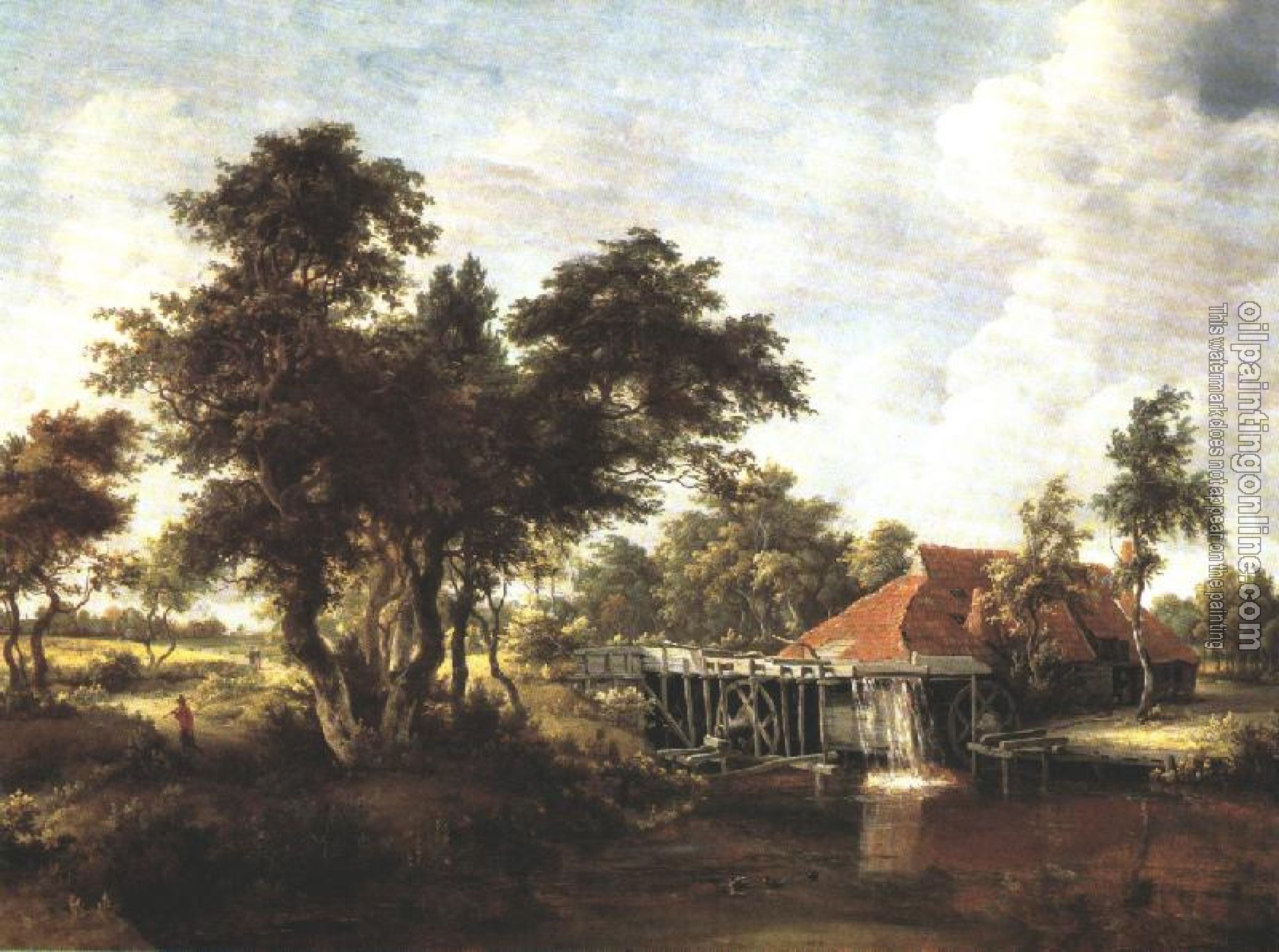 Hobbema, Meyndert - Wooded Landscape with Water Mill
